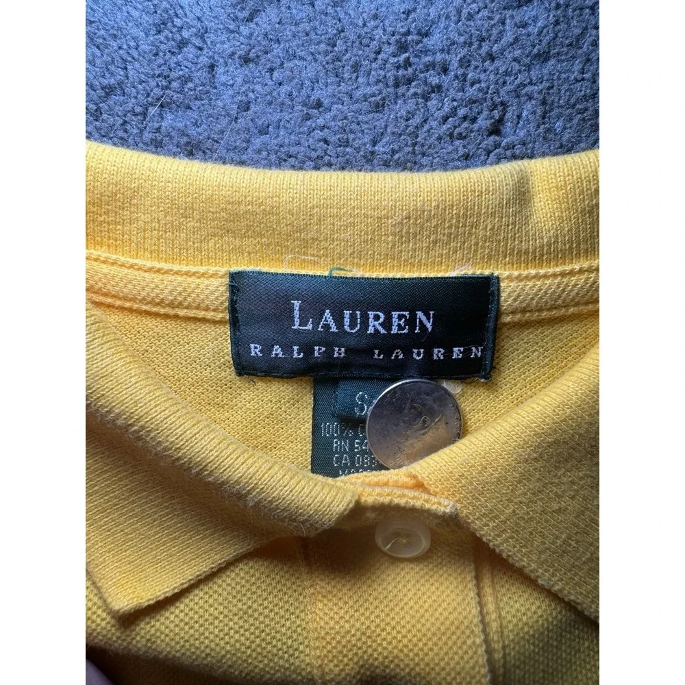 Lauren Ralph Lauren Yellow Polo Shirt Womens Size Small Crest Logo